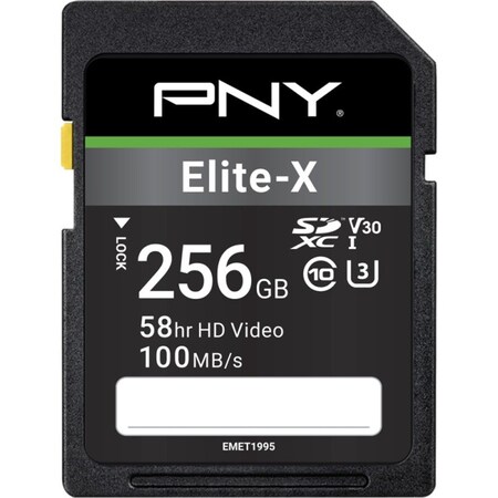 Pny Technologies 256Gb Elite X Class 10 U3, P-SD256U3100EX-GE P-SD256U3100EX-GE